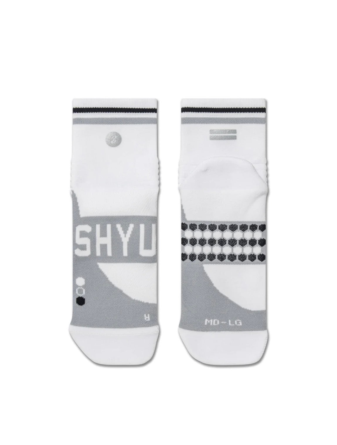 SHYU Racing Socks - Quarter Crew - White/Grey/Black