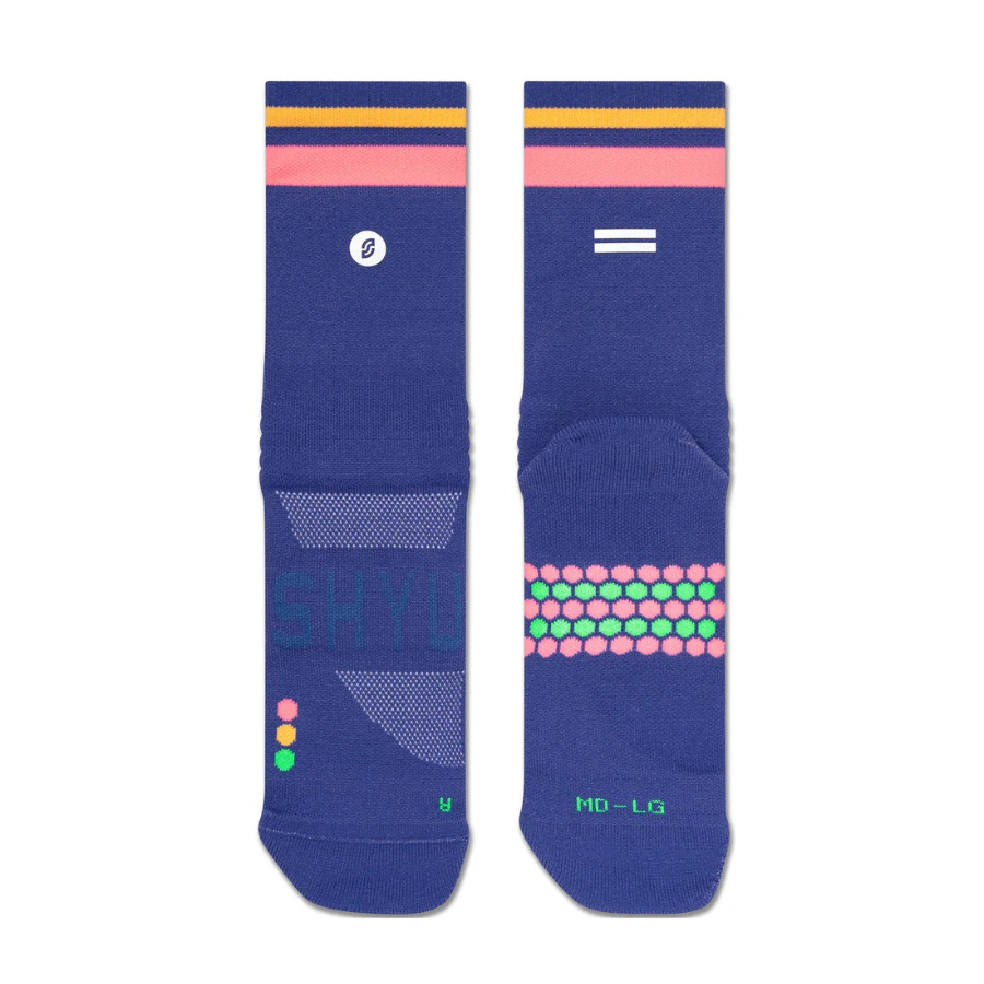 SHYU Racing Socks - Quarter Crew - Blue/Blush/ Apricot