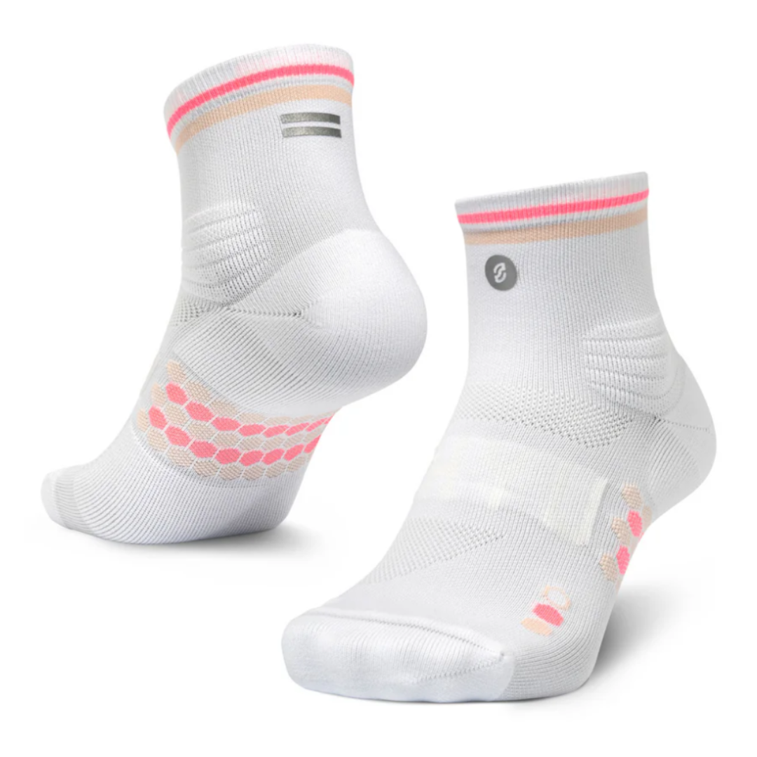 SHYU Racing Socks - Quarter Crew - White/Peach/Melon