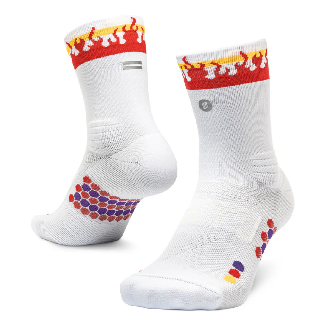 SHYU Racing Socks - Half Crew - White/Flame/Amber