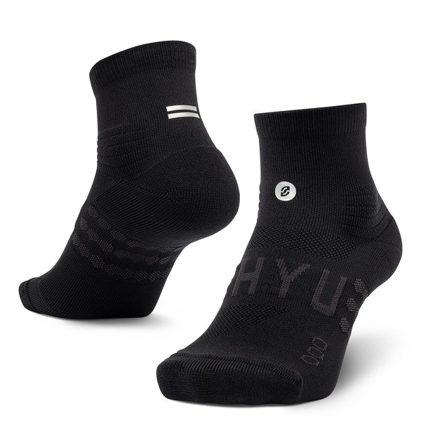 SHYU Racing Socks - Quarter Crew - Black/Black/Black