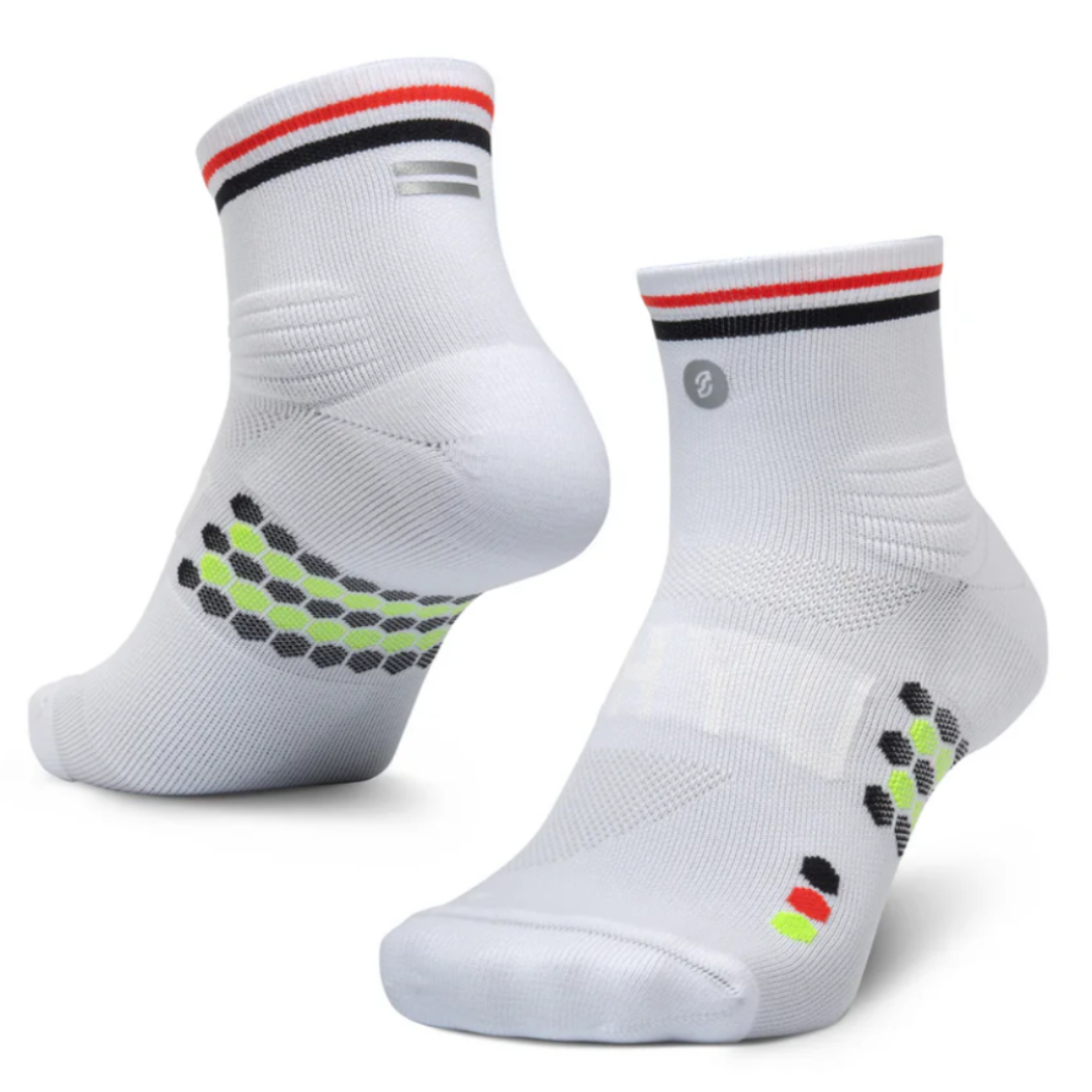 SHYU Racing Socks - Quarter Crew - White/Black/Red