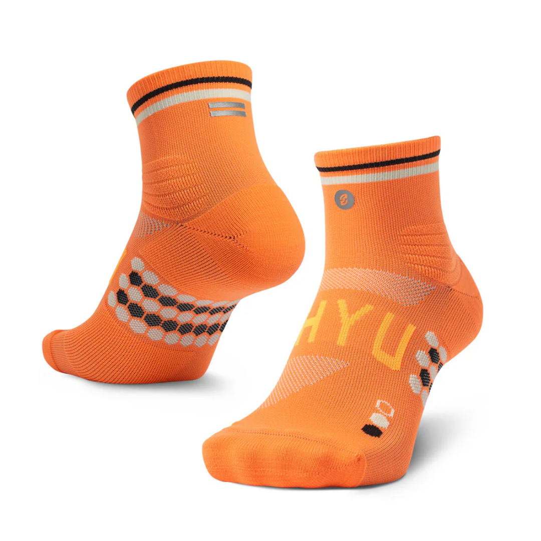 SHYU Racing Socks - Quarter Crew - Mango/Cream/Black
