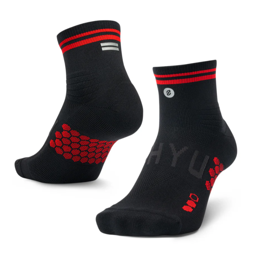 SHYU Racing Socks - Quarter Crew - Black/Red/Red