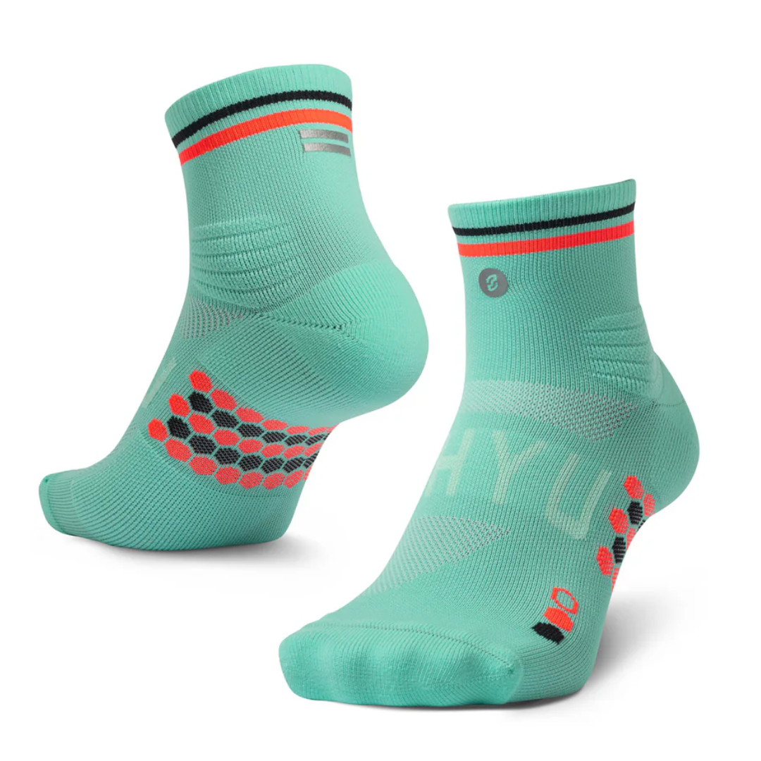 SHYU Racing Socks - Quarter Crew - Peppermint/Red/Black
