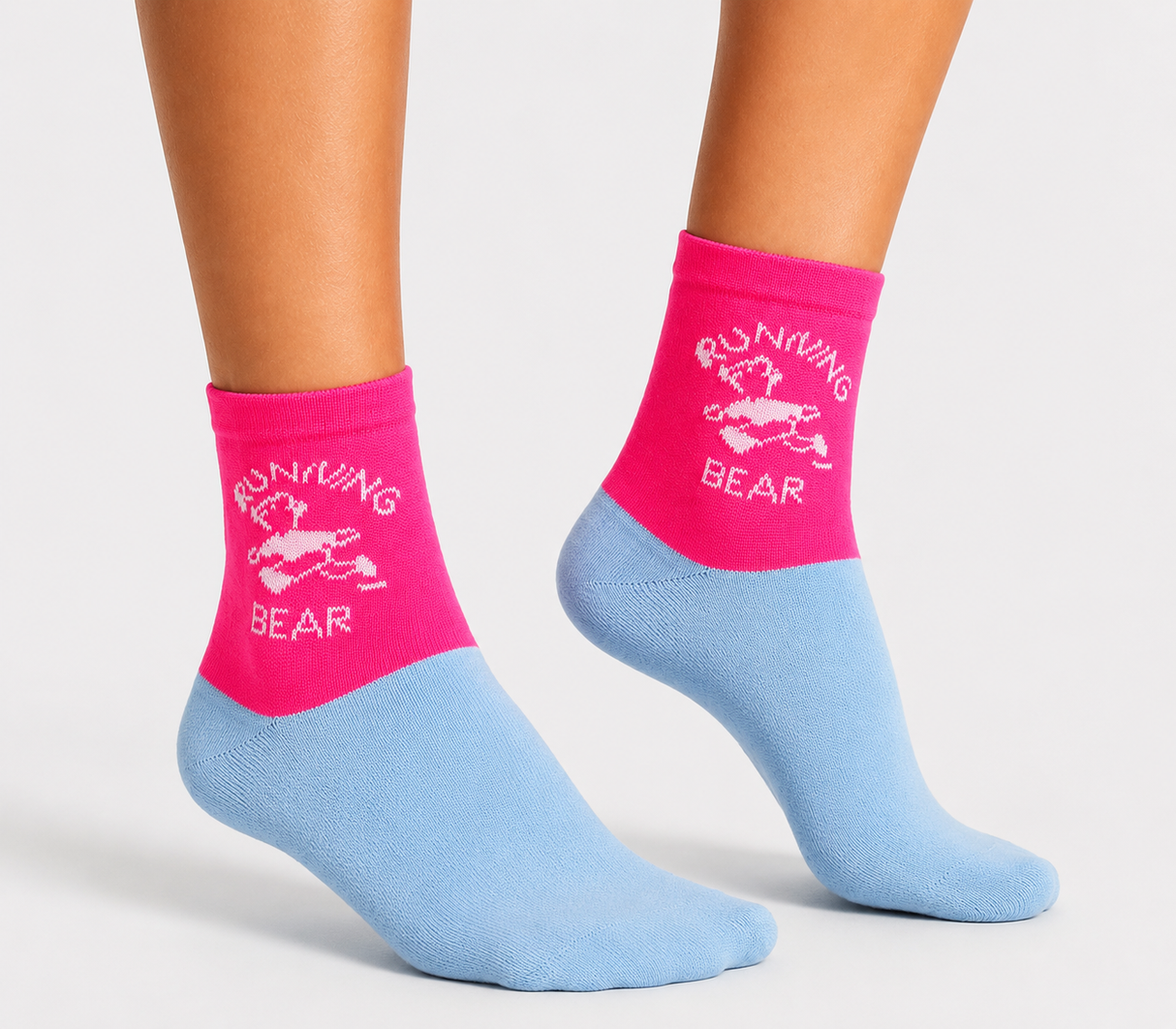 Running Bear Socks - Ice Pink
