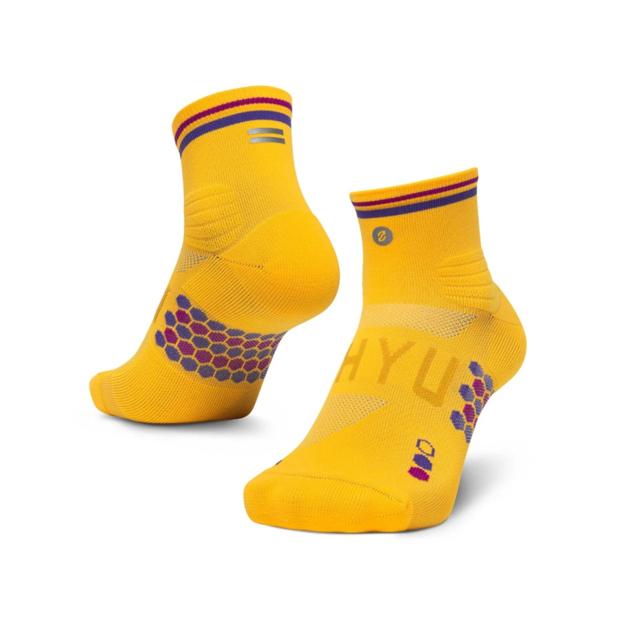 SHYU Racing Socks - Quarter Crew - Amber/ Eggplant/Claret