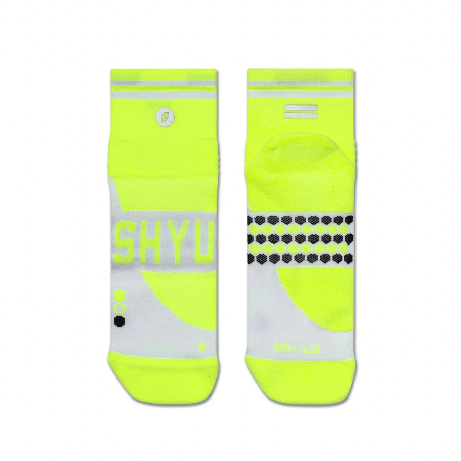 SHYU Racing Socks - Quarter Crew- Volt/White/White