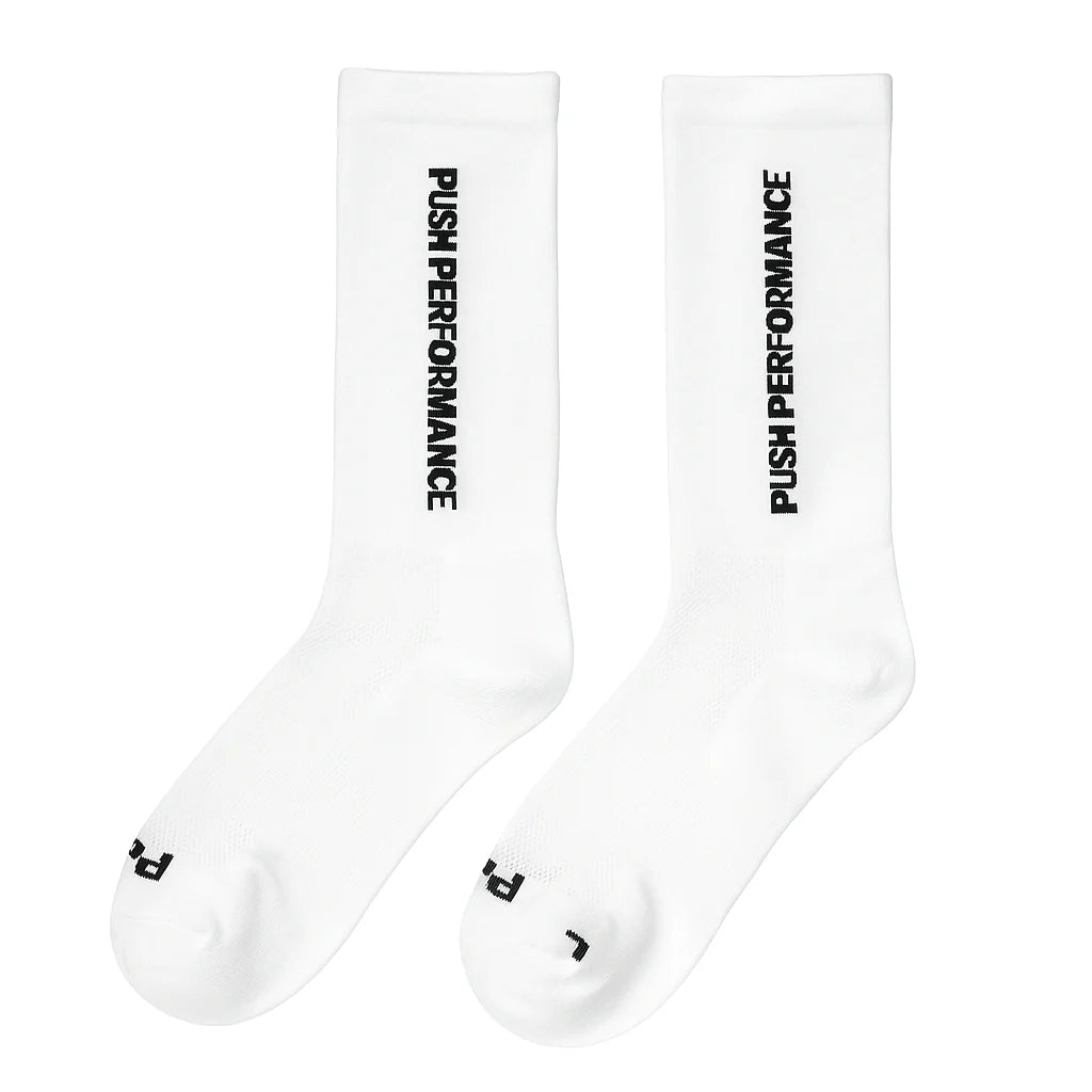 Push Performance Running Socks - Crew - White/Black