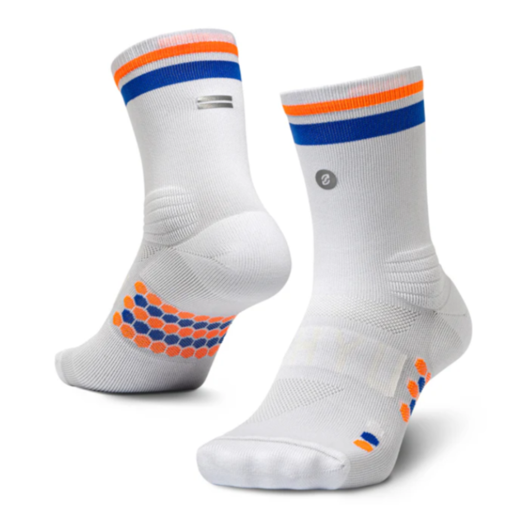 SHYU Racing Socks - Half Crew - White/Blue/Orange