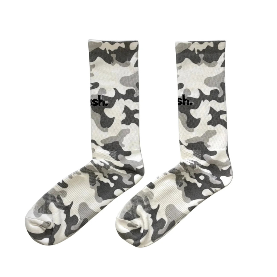 Push Performance Running Socks - Crew - White/Camo