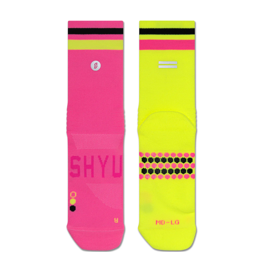 SHYU Racing Socks - Half Crew - Rhubarb/Custard/Black