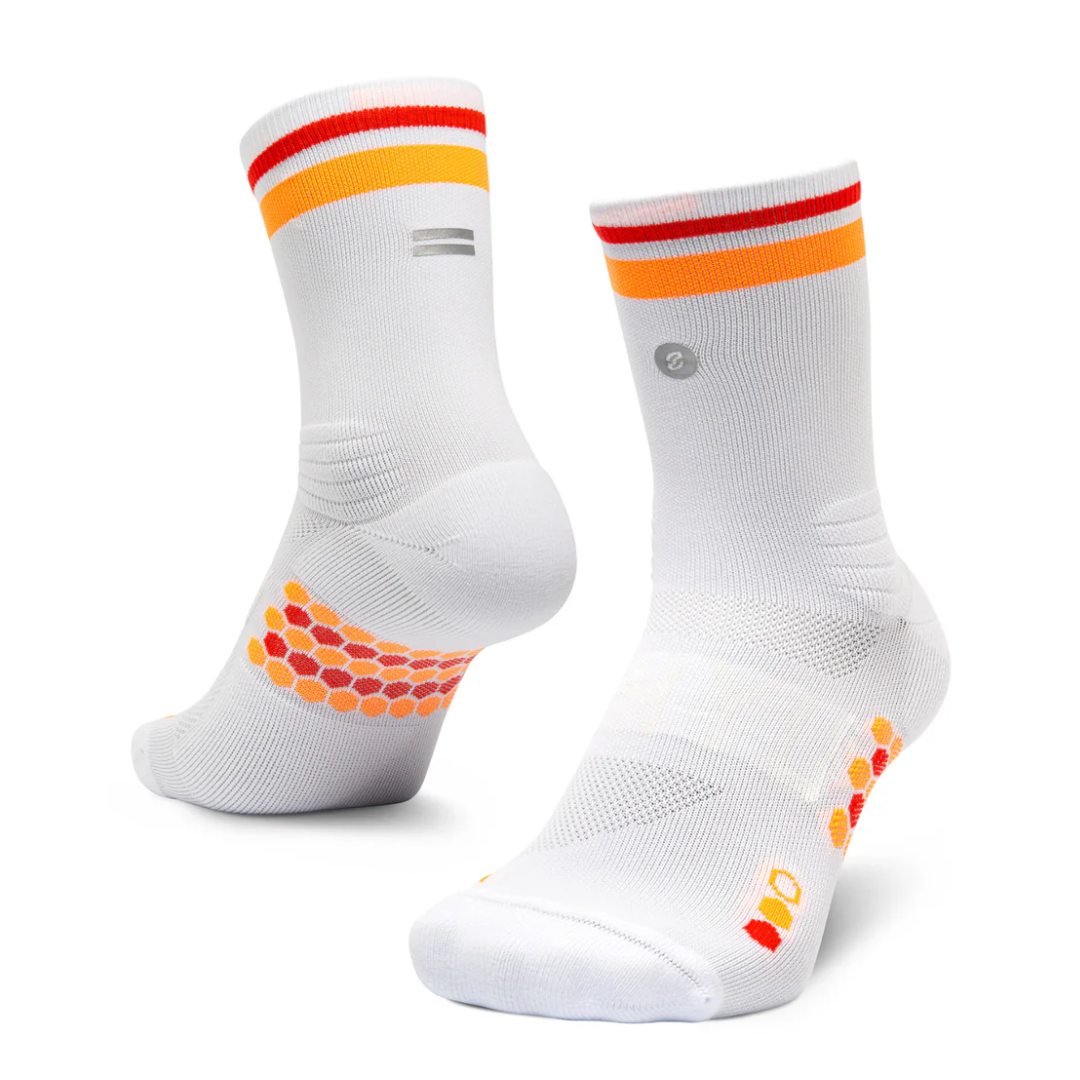 SHYU Racing Socks - Half Crew - White/Tangerine/Red