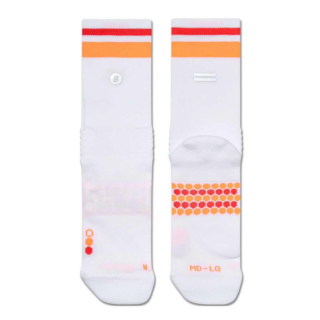 SHYU Racing Socks - Half Crew - White/Tangerine/Red