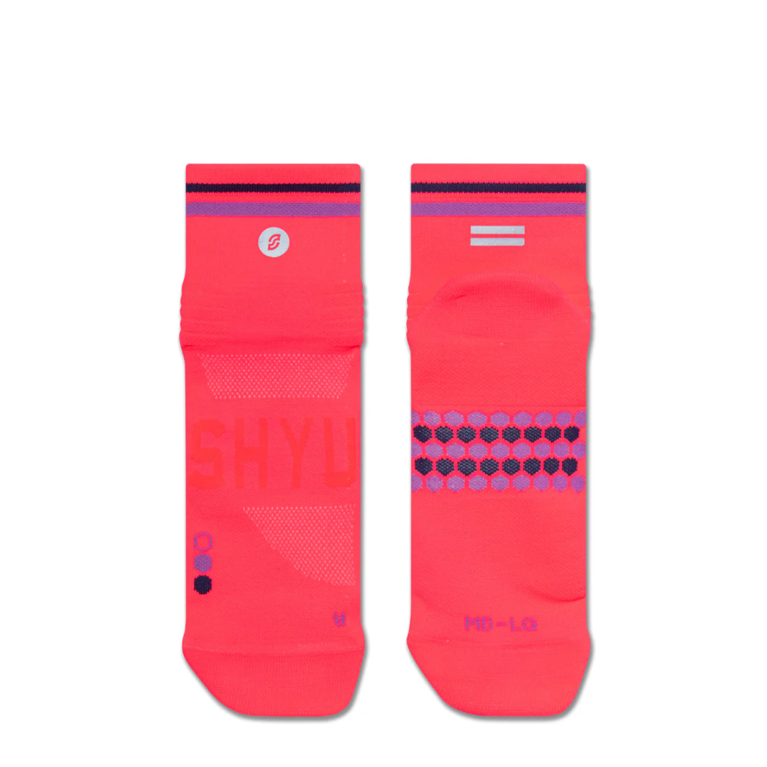 SHYU Racing Socks - Quarter Crew - Cerise/Purple/Black