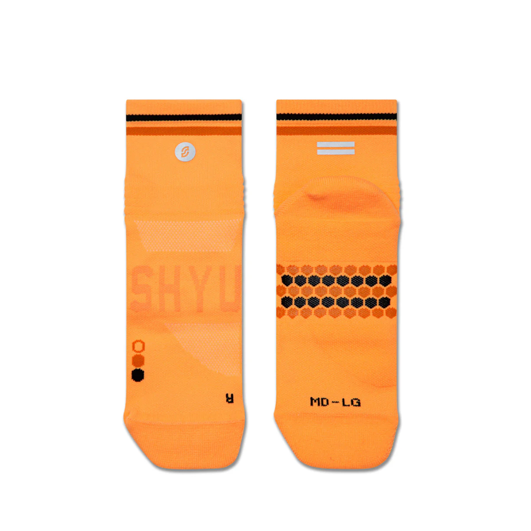 SHYU Racing Socks - Quarter Crew - Orange/Pumpkin/Black