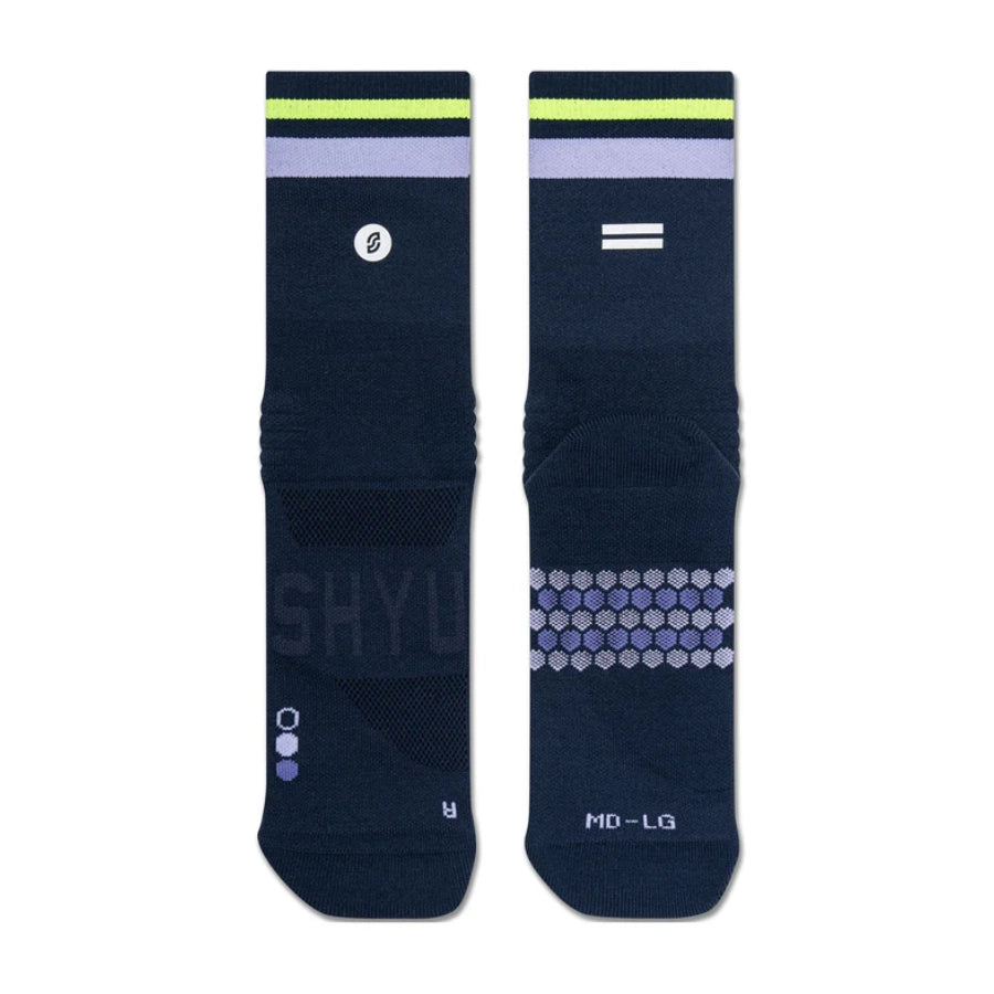 SHYU Racing Socks - Half Crew - Midnight/ Mauve/Neon