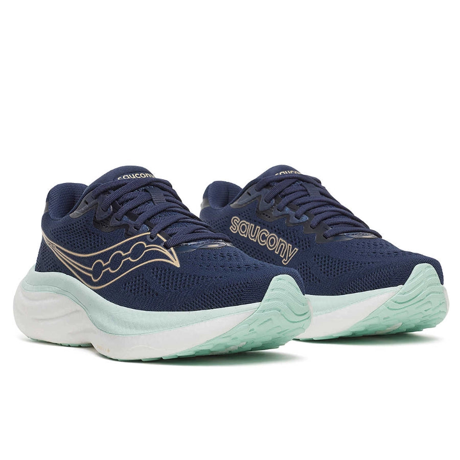 Saucony Womens Ride 19 Navy Aqua