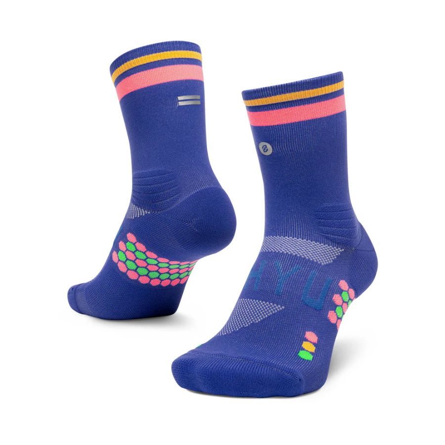SHYU Racing Socks - Half Crew -Blue/Blush/ Apricot