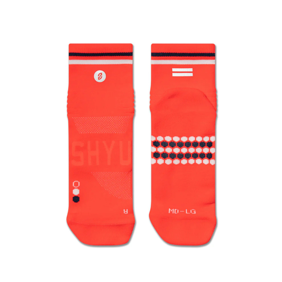 SHYU Racing Socks - Quarter Crew- Poppy/ White/Pencil