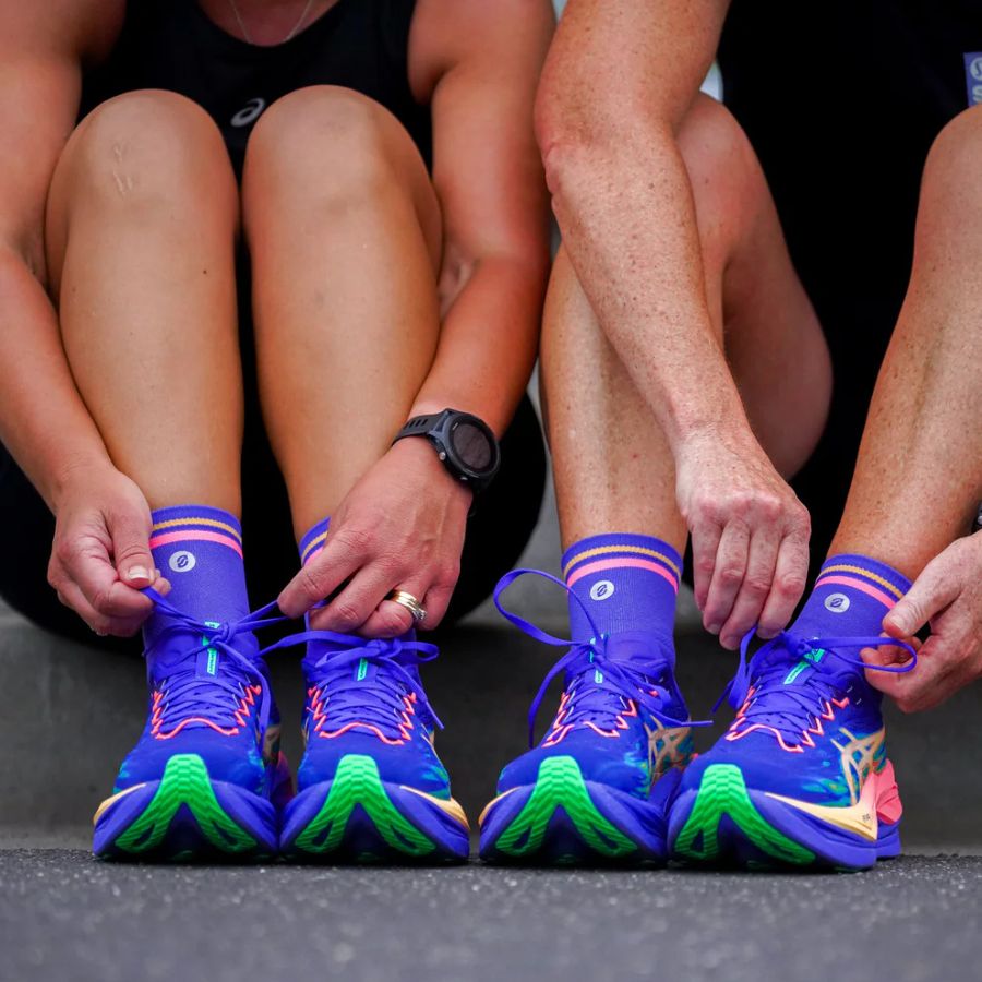 SHYU Racing Socks - Half Crew -Blue/Blush/ Apricot