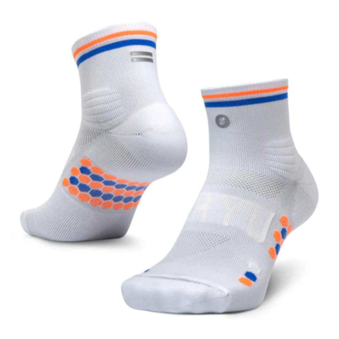 SHYU Racing Socks - Quarter Crew - White/Blue/Orange