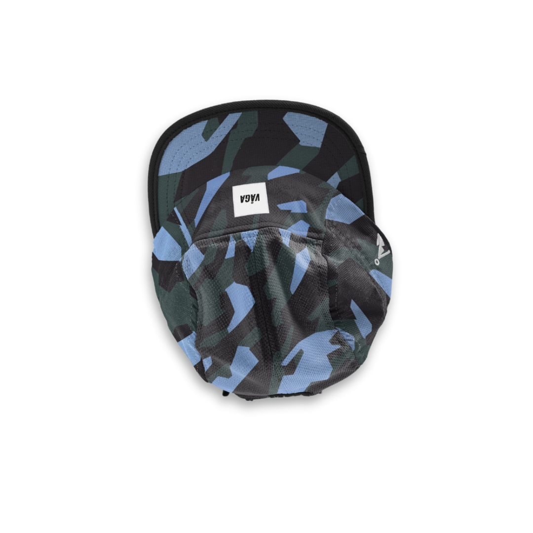Vaga Patterned Cap Black Khaki Green Postal Blue