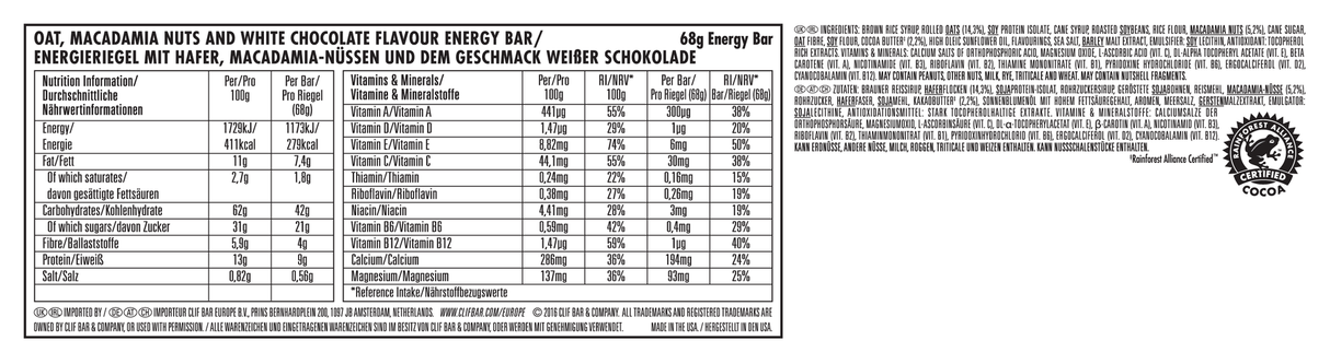 CLIF Bar White Chocolate Macadamia Nut