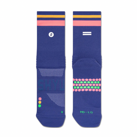 SHYU Racing Socks - Quarter Crew - Blue/Blush/ Apricot