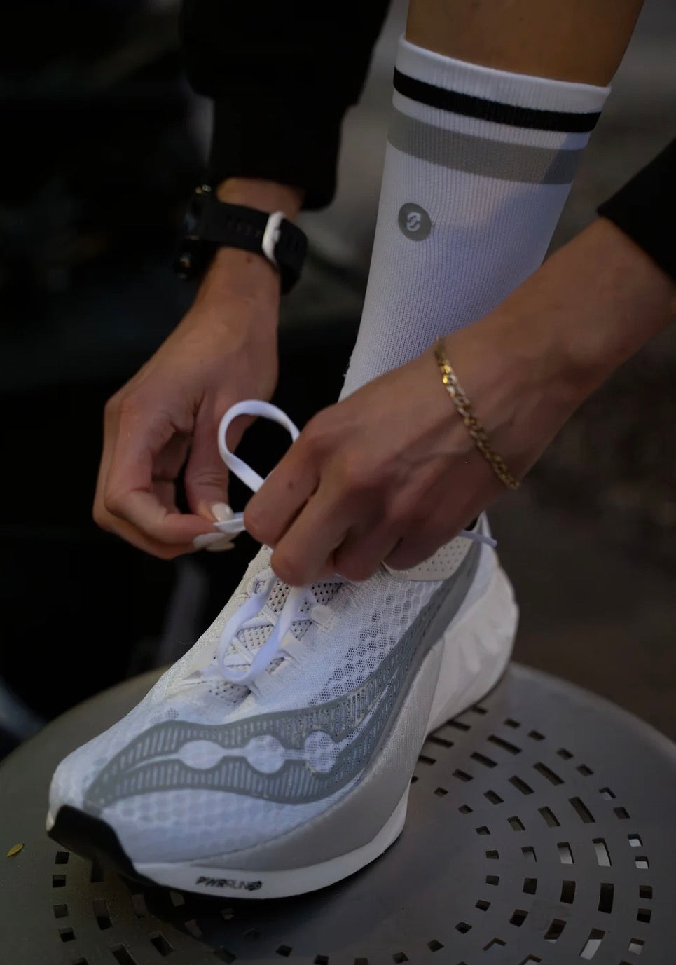 SHYU Racing Socks - Quarter Crew - White/Grey/Black