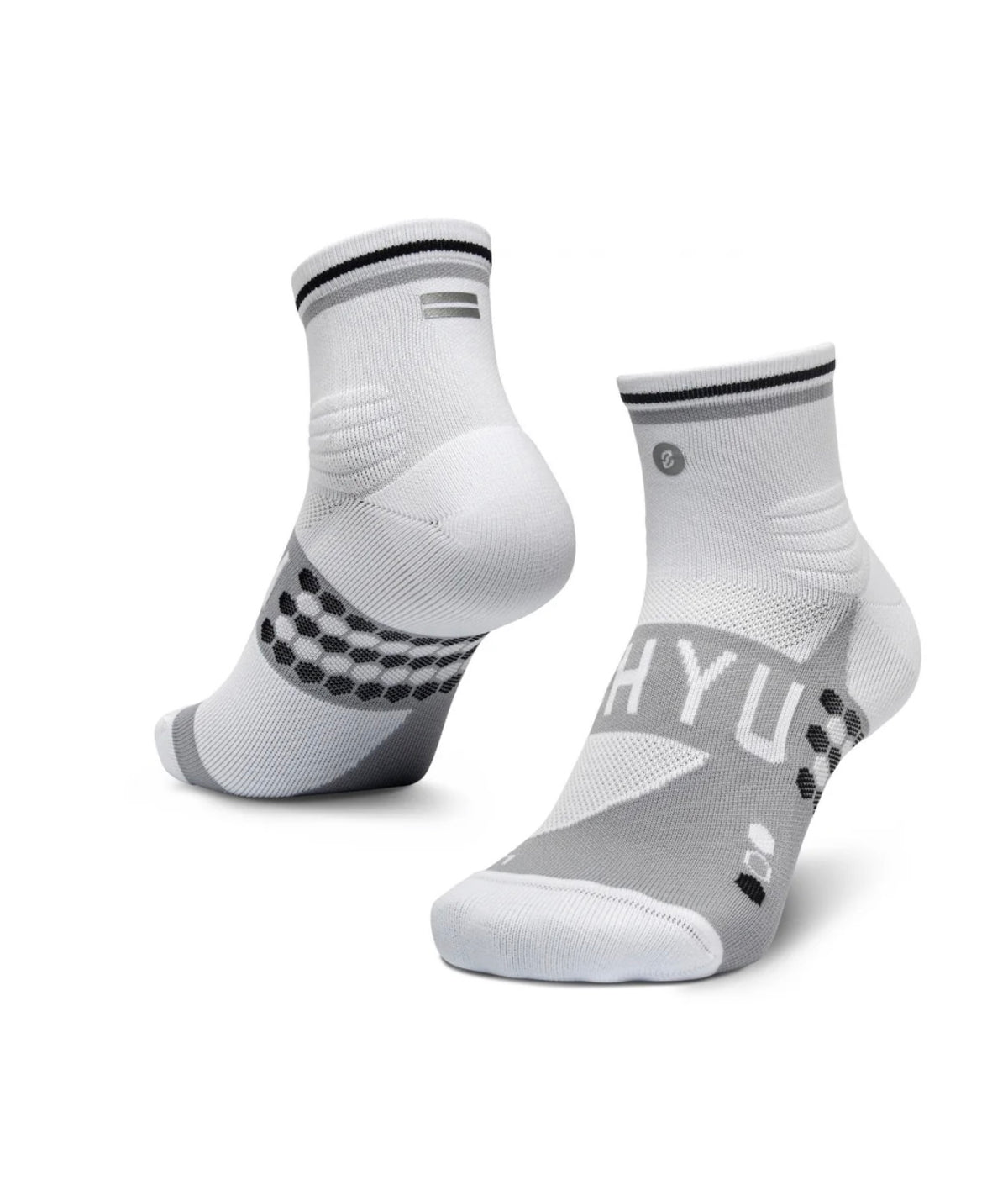 SHYU Racing Socks - Quarter Crew - White/Grey/Black
