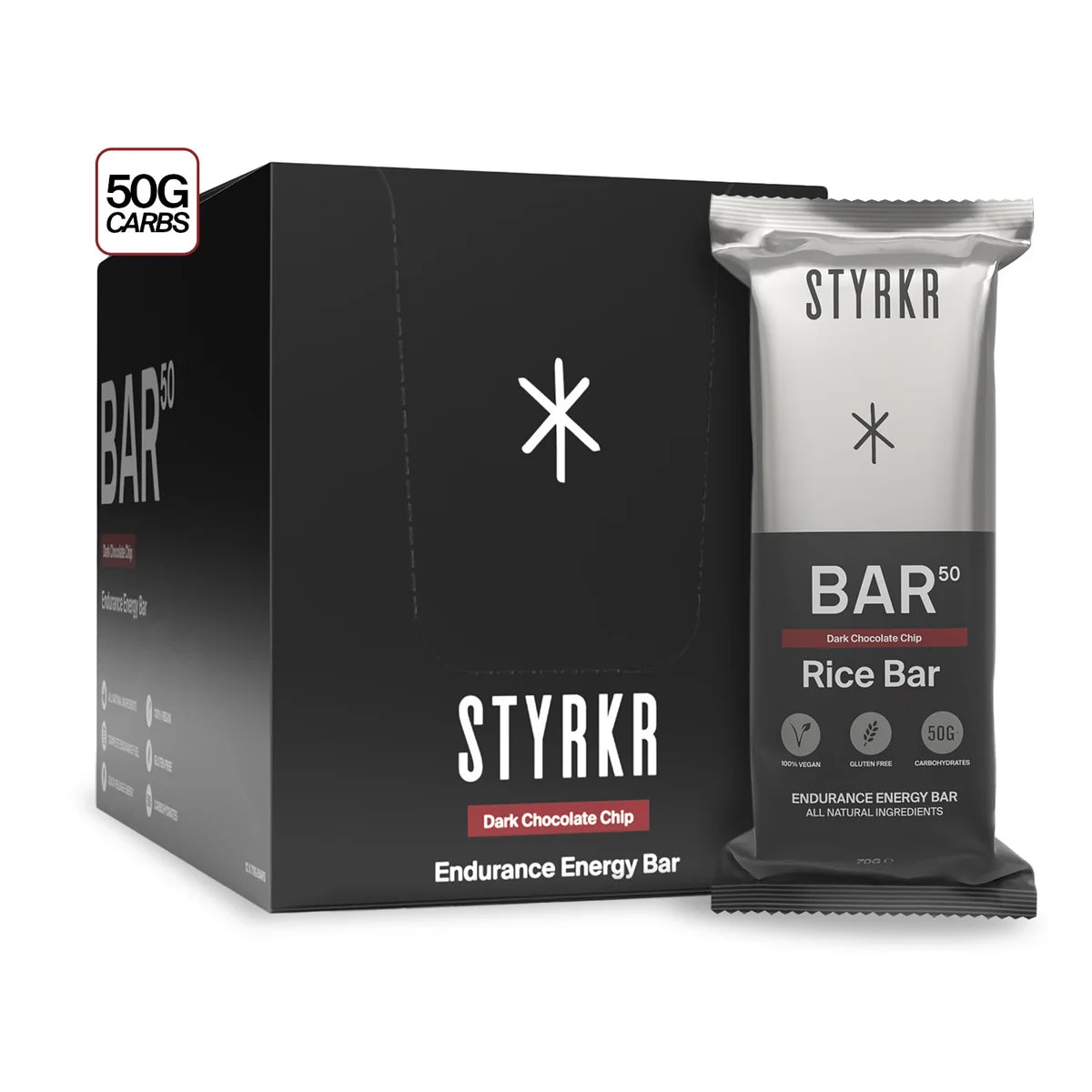 Styrkr BAR50 Endurance Energy Bar - Dark Chocolate Chip (12 Pack)