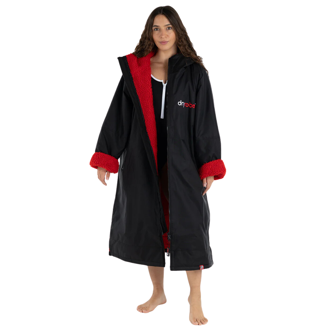 Dryrobe Adults Long Sleeve   Black Red 1