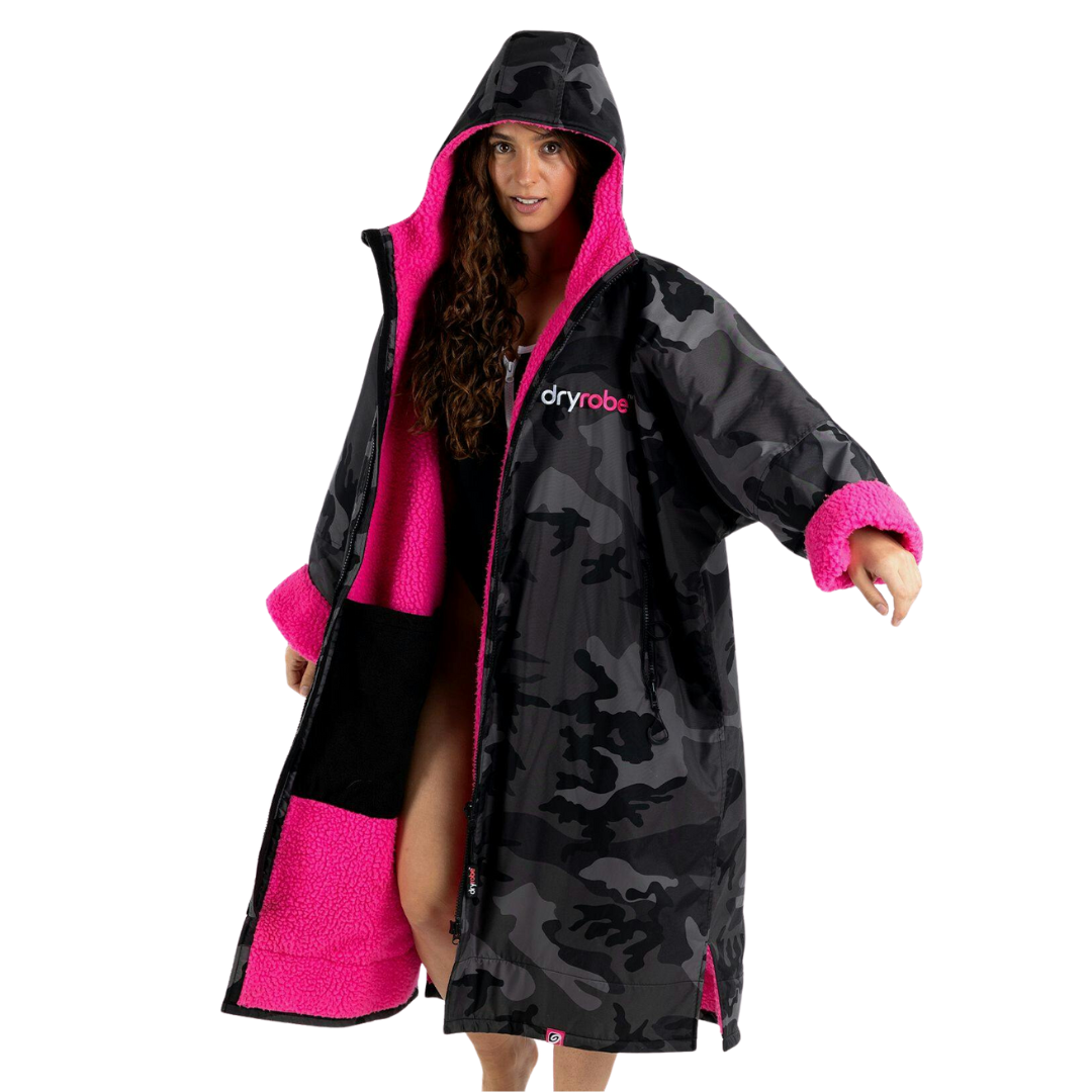 Dryrobe Advanced Long Sleeve   Black Camo Pink 1