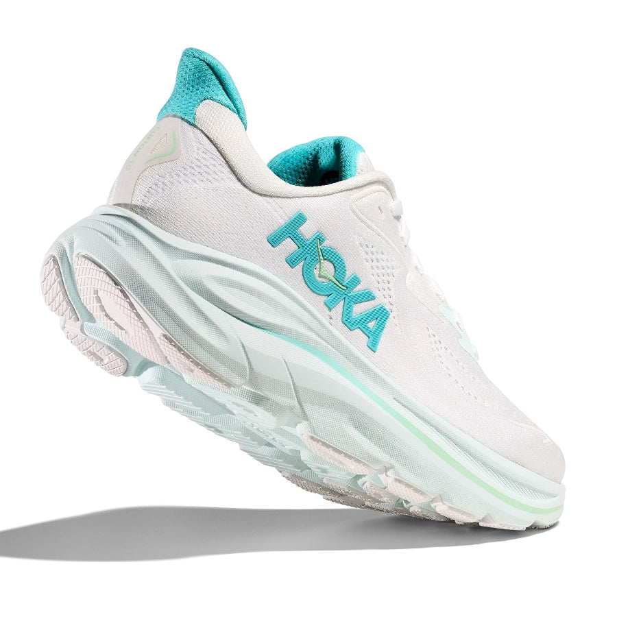 HOKA Womens Clifton 10 Wide Neutral White Cielo Blue