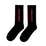 Push Performance Running Socks - Crew - Black/Pink
