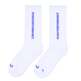 Push Performance Running Socks - Crew - White/ Blue
