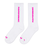 Push Performance Running Socks - Crew - White/ Pink