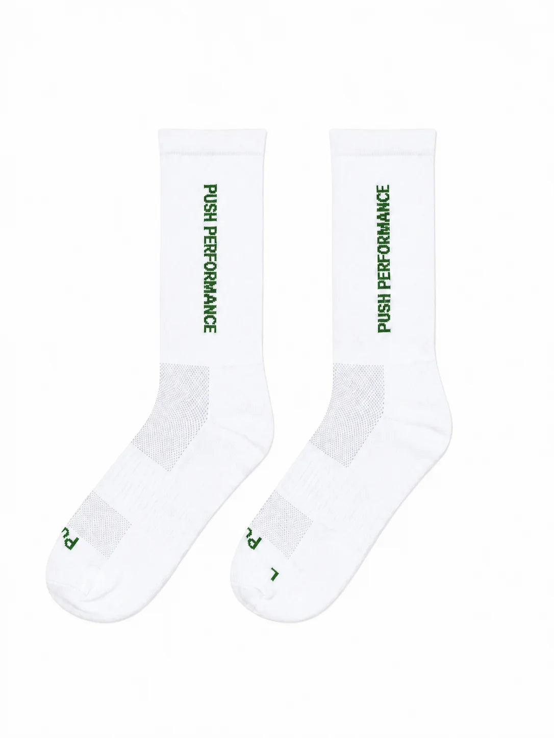 Push Performance Running Socks - Crew - White/ Green