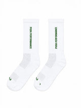 Push Performance Running Socks - Crew - White/ Green