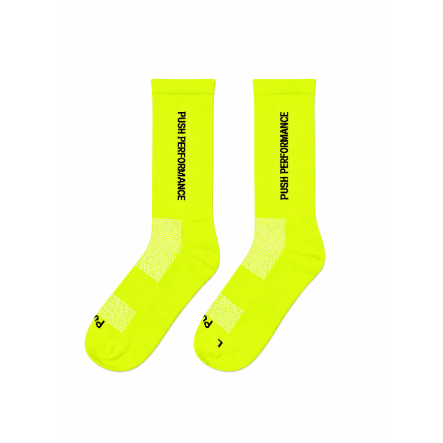 Push Performance Running Socks - Crew - Neon Yellow