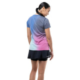 gradient running tshirt with blue and pink