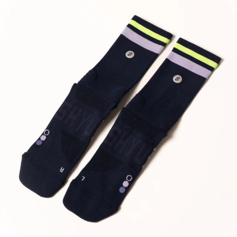 SHYU Racing Socks - Half Crew - Midnight/ Mauve/Neon
