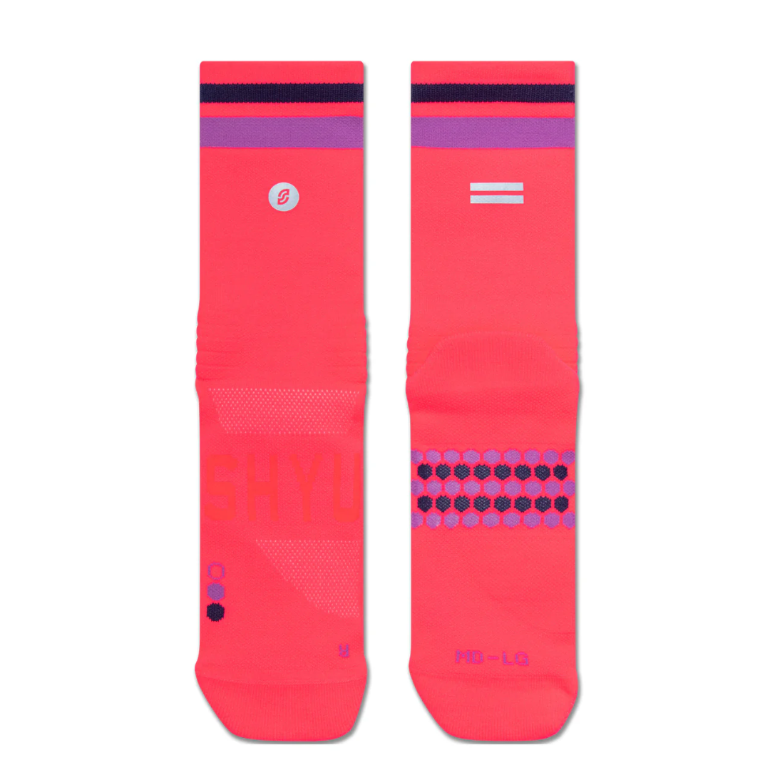 SHYU Racing Socks - Half Crew -Cerise/Purple/Black