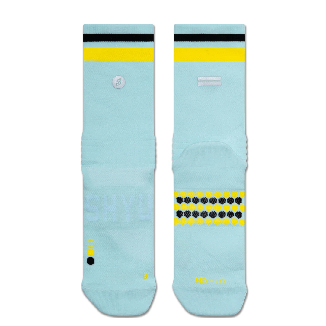 SHYU Racing Socks - Half Crew -Ciel/Yellow/Black