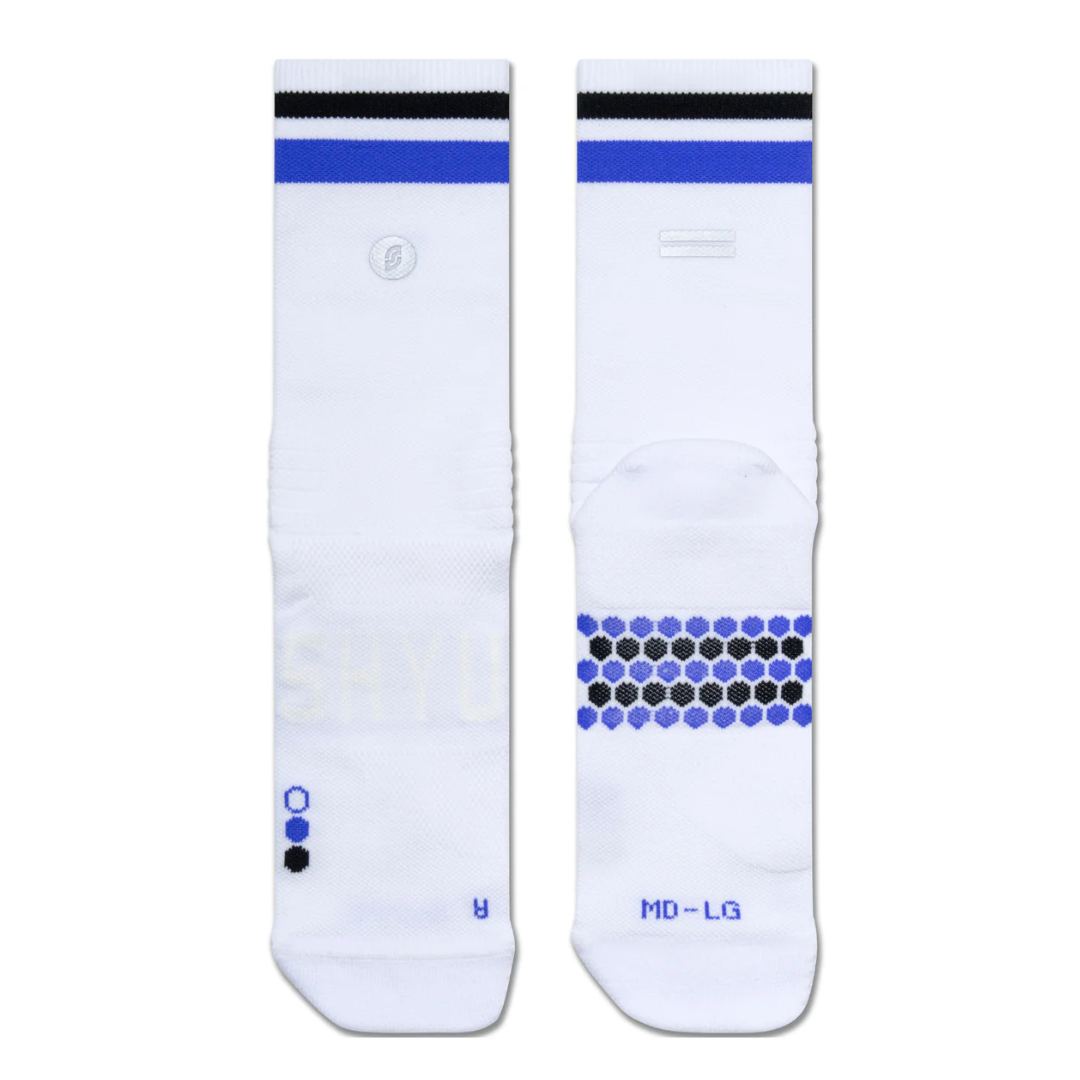 SHYU Racing Socks - Half Crew - White/ Indigo/Black