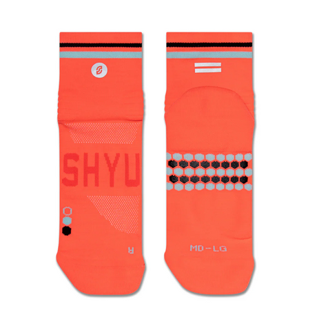 SHYU Racing Socks - Quarter Crew - Coral/Sky/Black