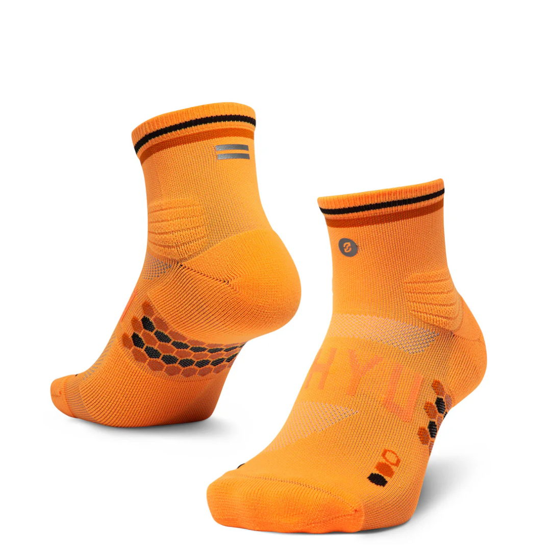 SHYU Racing Socks - Quarter Crew - Orange/Pumpkin/Black