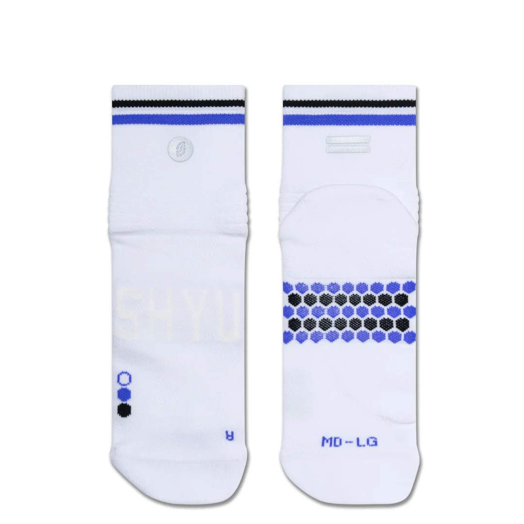 SHYU Racing Socks - Quarter Crew - White/ Indigo/Black