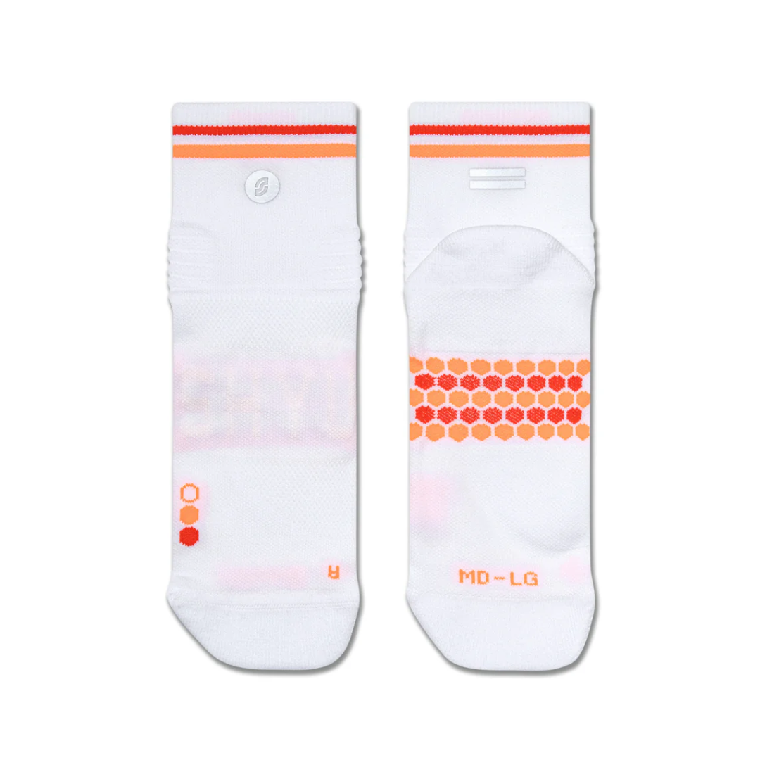 SHYU Racing Socks - Quarter Crew - White/Tangerine/Red